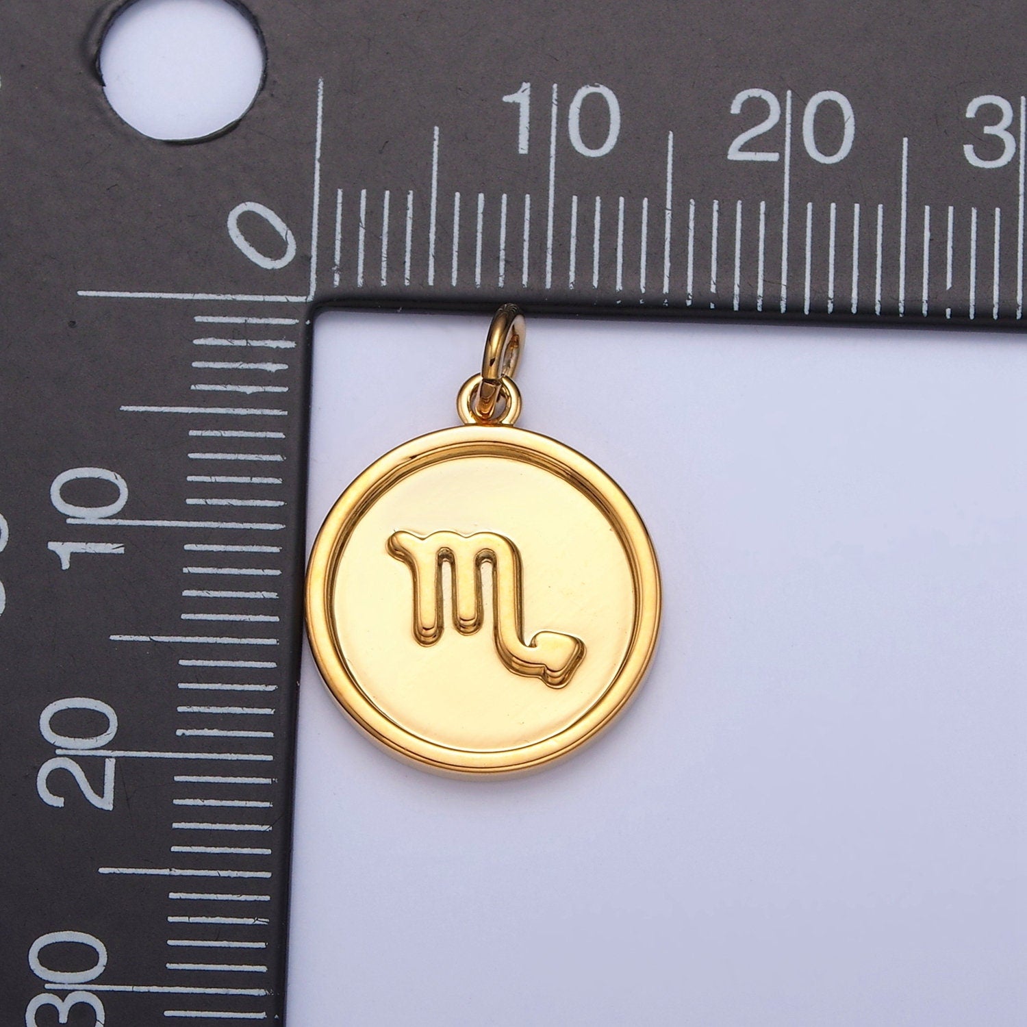 Small Round Circle Zodiac Charms 24k Gold-Filled Astrological Zodiac Signs, Zodiac Symbols, Birthday, Add on Horoscope Charm A1439-A1444