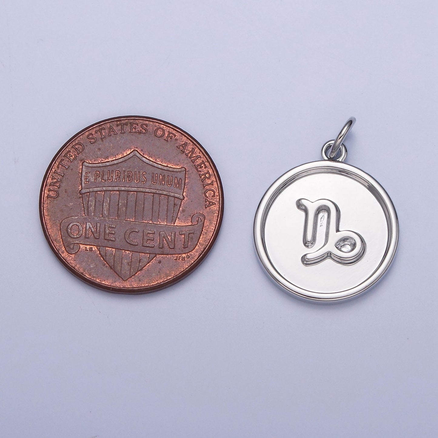 Silver Small Round Circle Zodiac Charms White Gold-Filled Astrological Zodiac Signs, Zodiac Symbols, Birthday, Horoscope Charm A1445-A1450