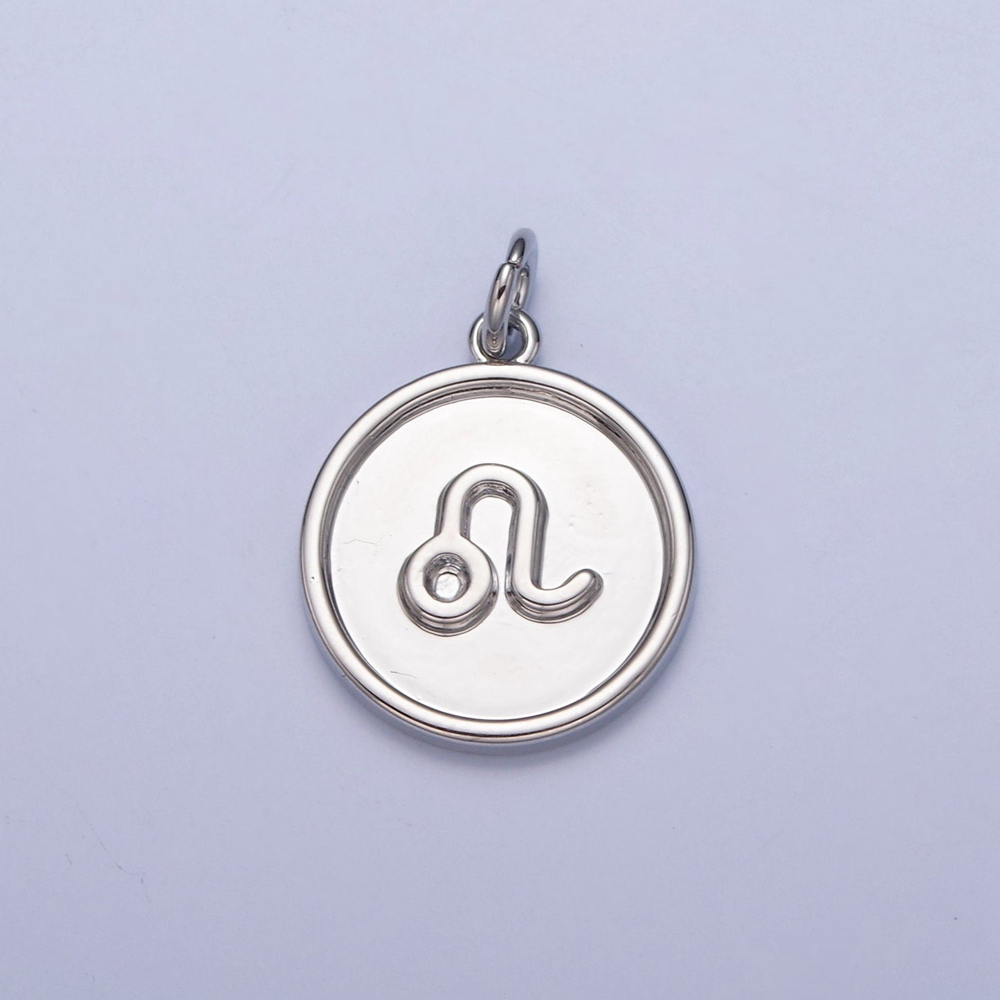 Silver Small Round Circle Zodiac Charms White Gold-Filled Astrological Zodiac Signs, Zodiac Symbols, Birthday, Horoscope Charm A1445-A1450