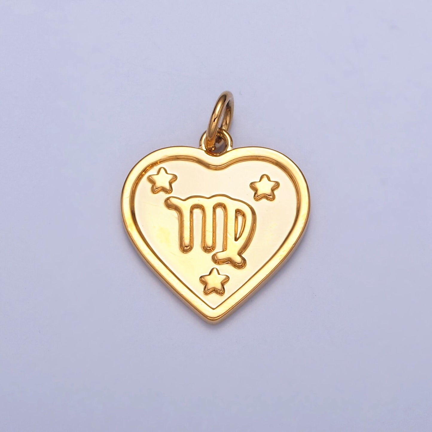 Small Heart-Shaped Zodiac Charms 24k Gold-Filled Astrological Zodiac Signs, Zodiac Symbols, Birthday, Add on Horoscope Charm A1451-A1456
