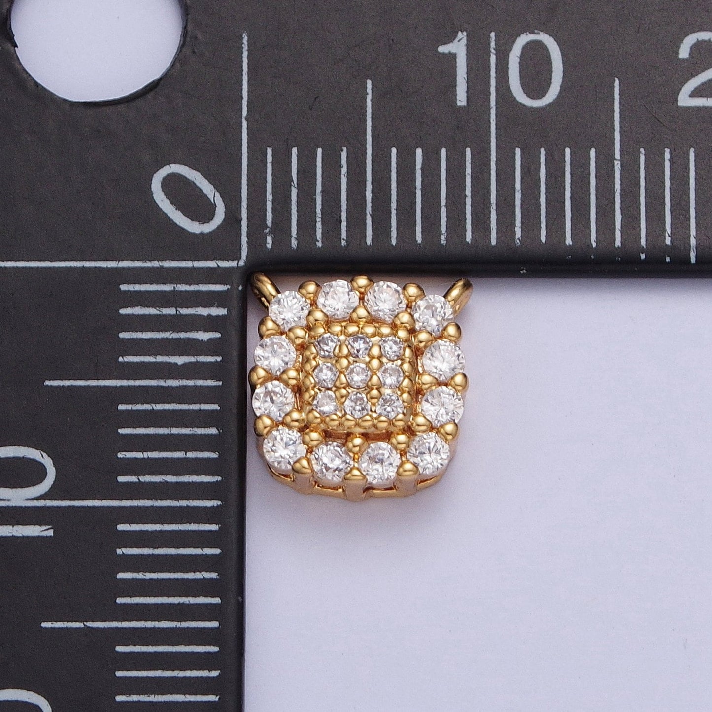 24K Gold Filled Dainty Square Micro Pave CZ Link Connector, Bracelet Necklace Earring Findings | F-605
