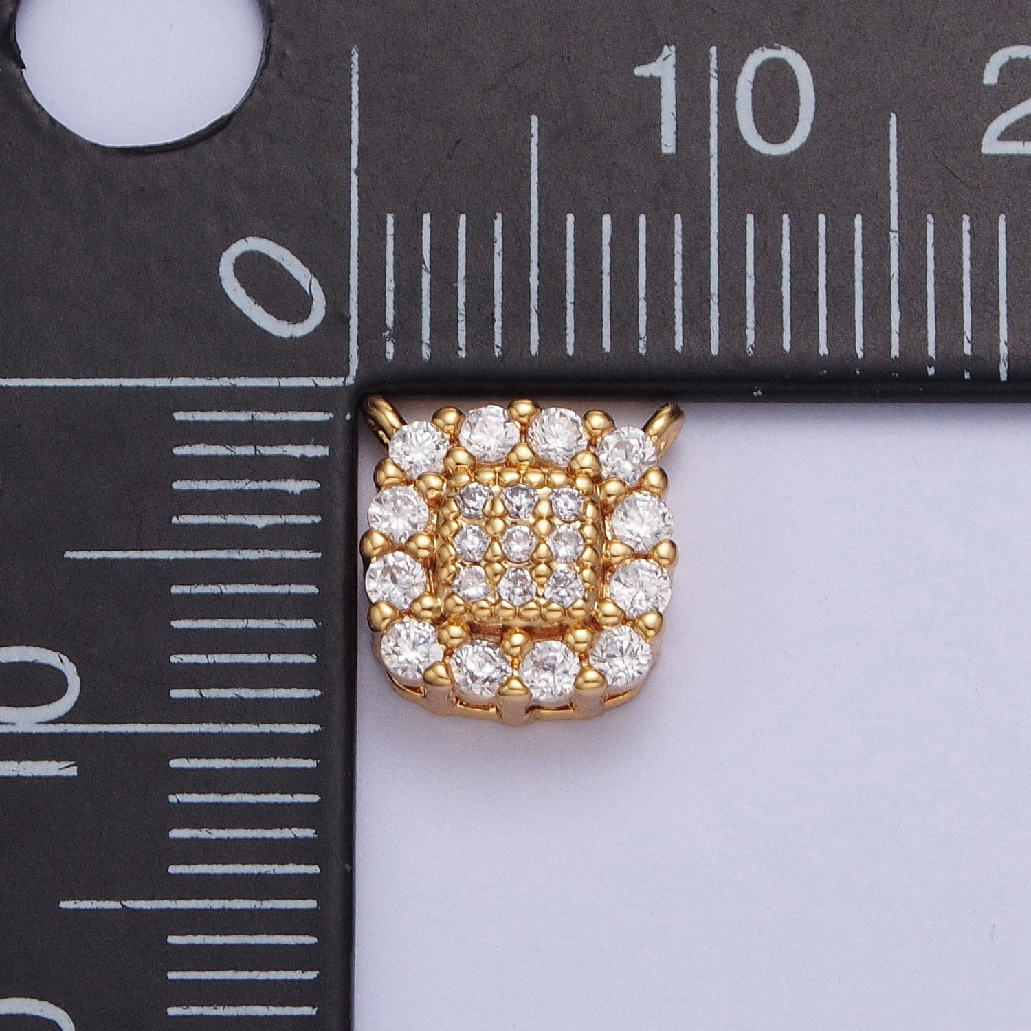24K Gold Filled Dainty Square Micro Pave CZ Link Connector, Bracelet Necklace Earring Findings | F-605