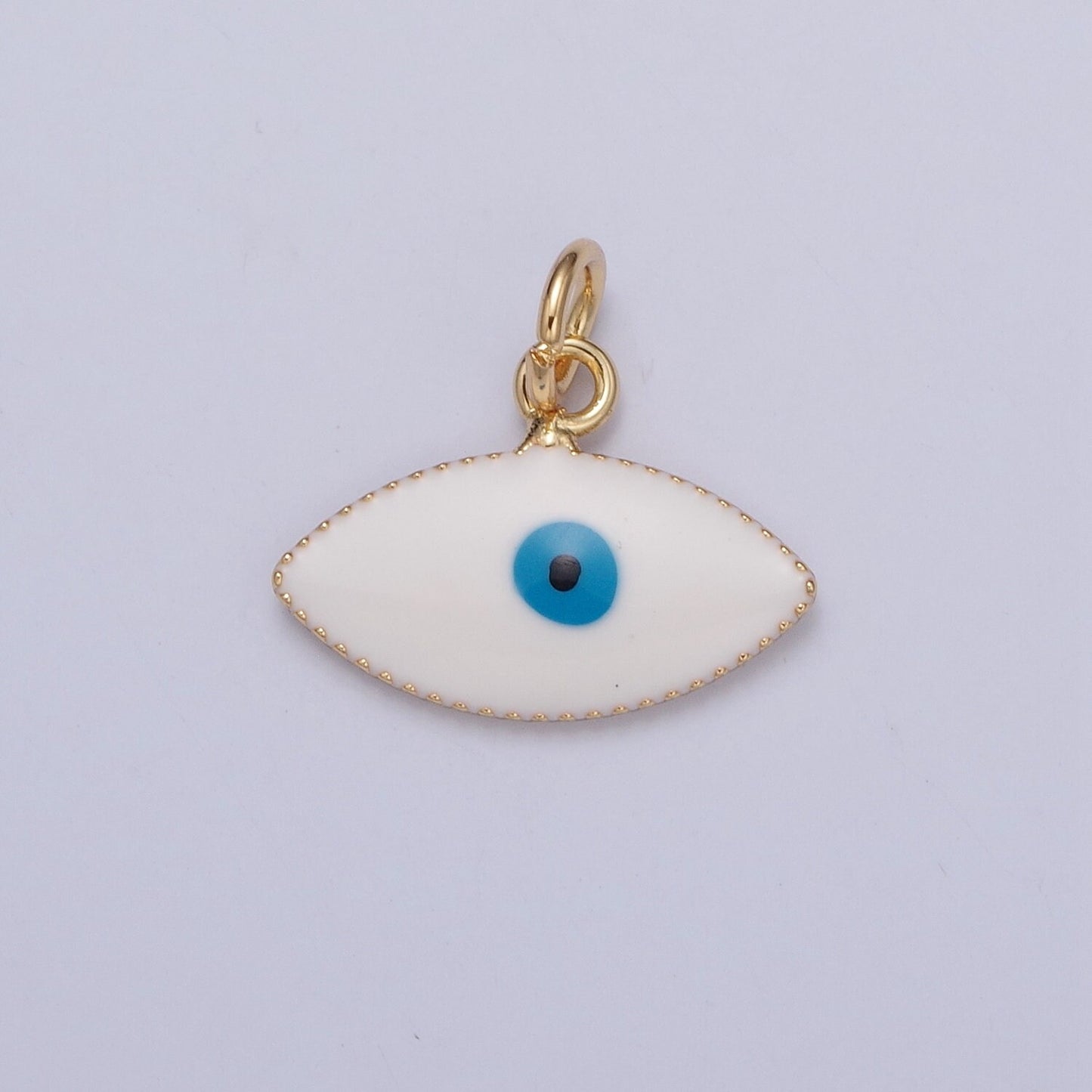 Dainty 24K Gold Enamel Evil Eyes Pendant, 3 Colors 24K Gold Plated| DIY Amulet Charm Add on Necklace Bracelet | X-120, X-121, X-122