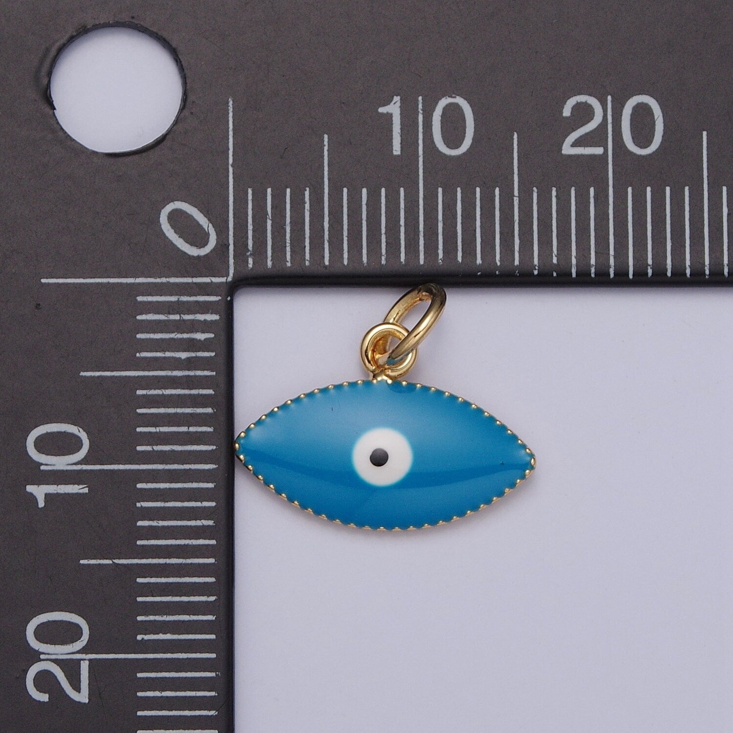 Dainty 24K Gold Enamel Evil Eyes Pendant, 3 Colors 24K Gold Plated| DIY Amulet Charm Add on Necklace Bracelet | X-120, X-121, X-122