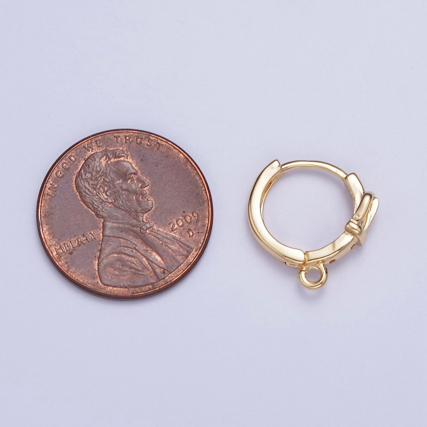 24K Gold Plated Round Circular Hoop Huggie w/ Open Link Lever Hoop Earring Making, 14.7mmx13.9mm, Earring Charm Making Findings | L-812