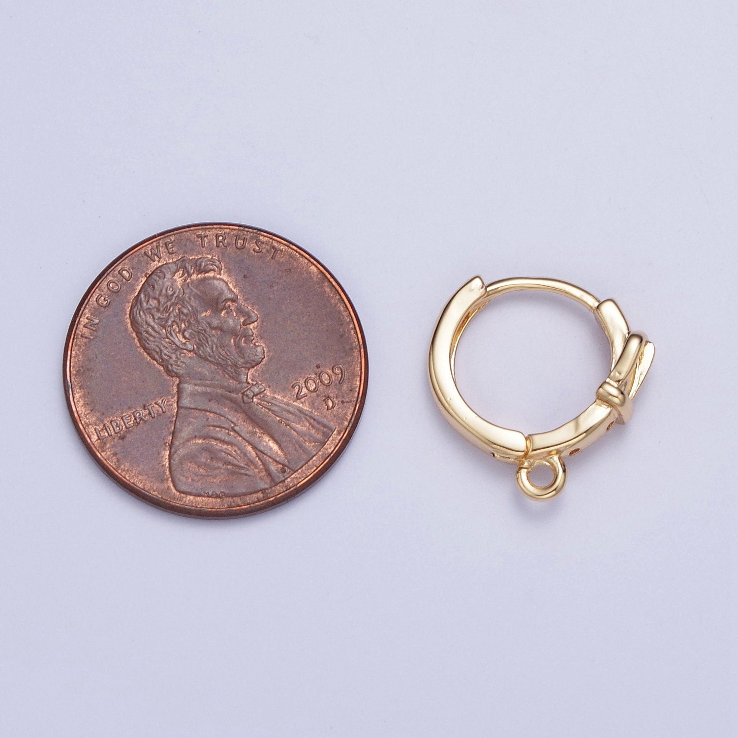 24K Gold Plated Round Circular Hoop Huggie w/ Open Link Lever Hoop Earring Making, 14.7mmx13.9mm, Earring Charm Making Findings | L-812