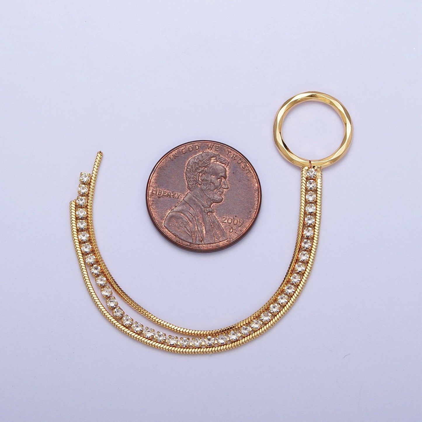 93.5mm Double Snake Omega & Tennis Chain with One Large Loop Tassel Charm Supply For Jewelry DIY Making | L-834