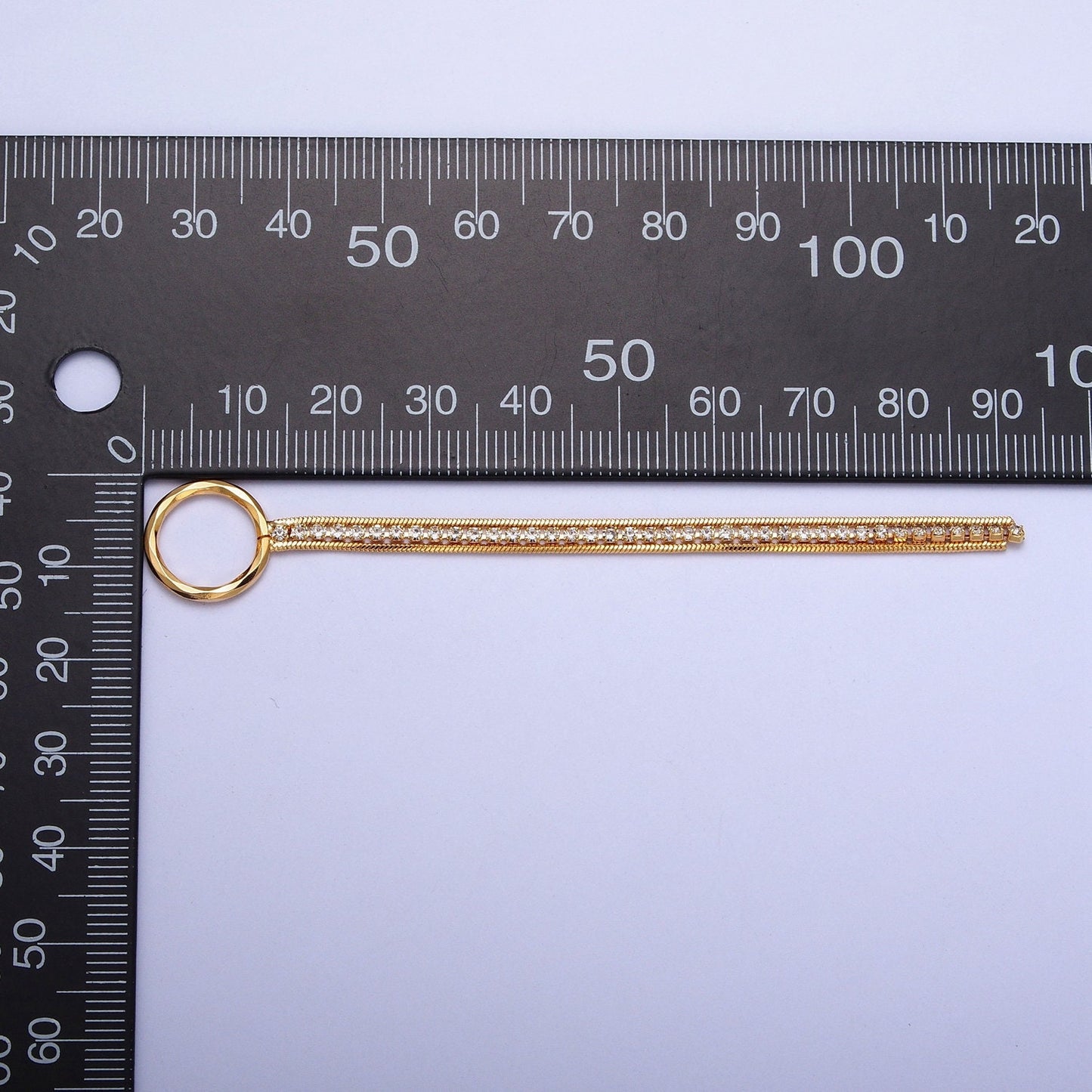 93.5mm Double Snake Omega & Tennis Chain with One Large Loop Tassel Charm Supply For Jewelry DIY Making | L-834