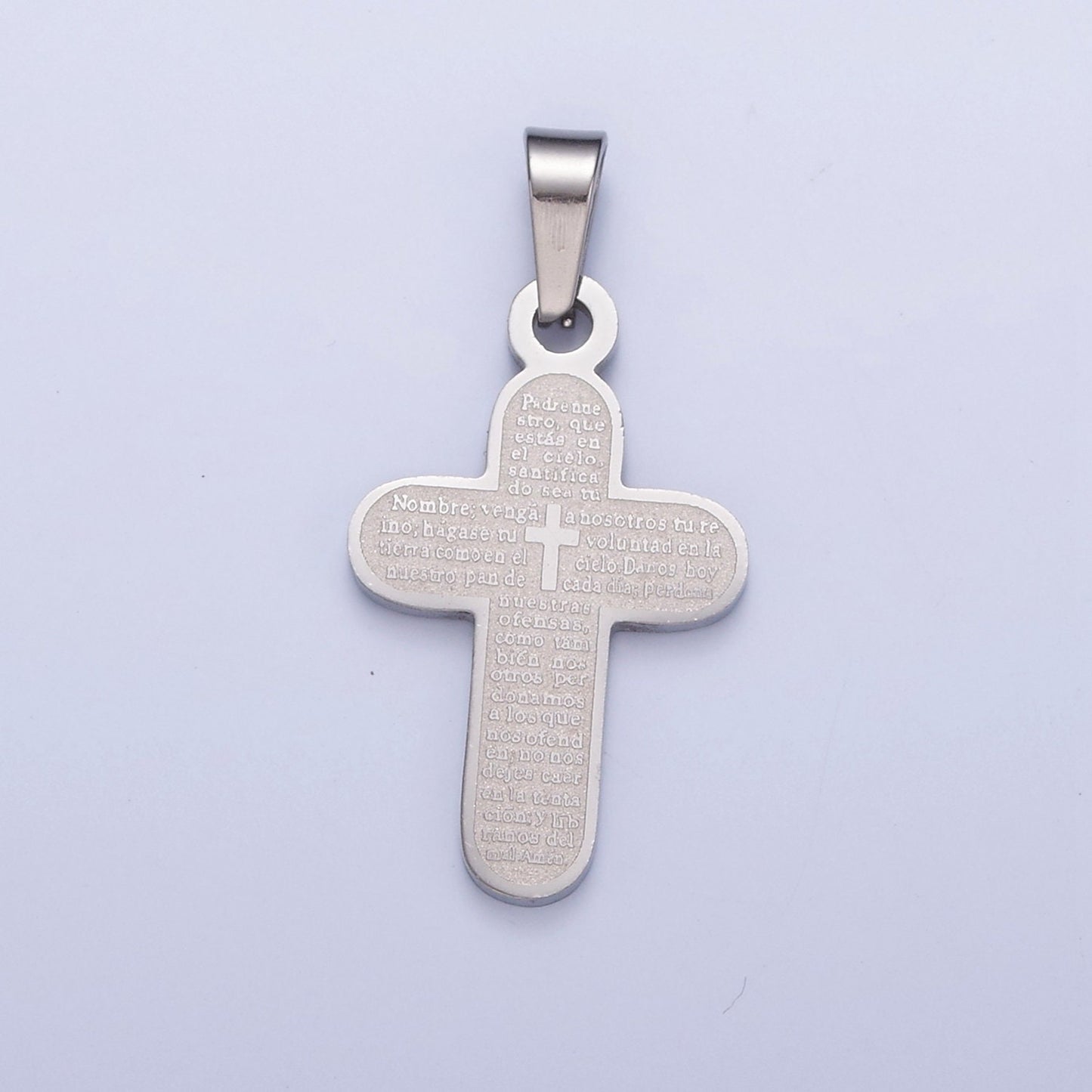 24k Gold Round-Edged Cross Charm Spanish The Lord's Prayer Padre Nuestro for Necklace Pendant Religious Charm | !-436, I-437