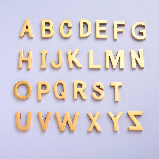 24K Gold Filled Stainless Steel Minimalist Initial Letters Pendant Wholesale Jewelry Supply Personalized Alphabet Charm | A1669-A1681