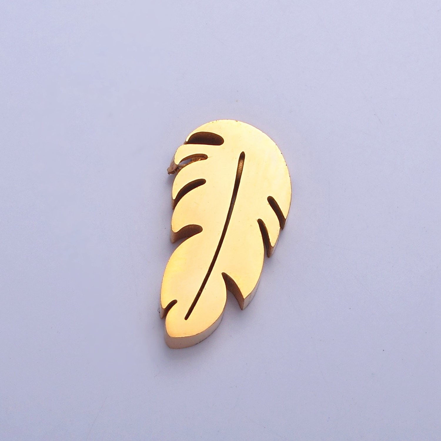 Dainty Tropical Leaf Charm Hole Spacer Bead, Gold Silver Stainless Steel Bead for DIY European Charms Beaded Bracelet | W-845, W-846