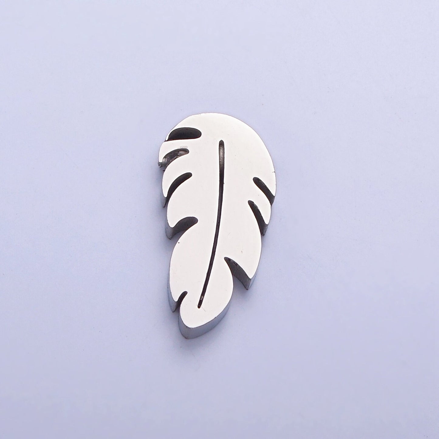 Dainty Tropical Leaf Charm Hole Spacer Bead, Gold Silver Stainless Steel Bead for DIY European Charms Beaded Bracelet | W-845, W-846