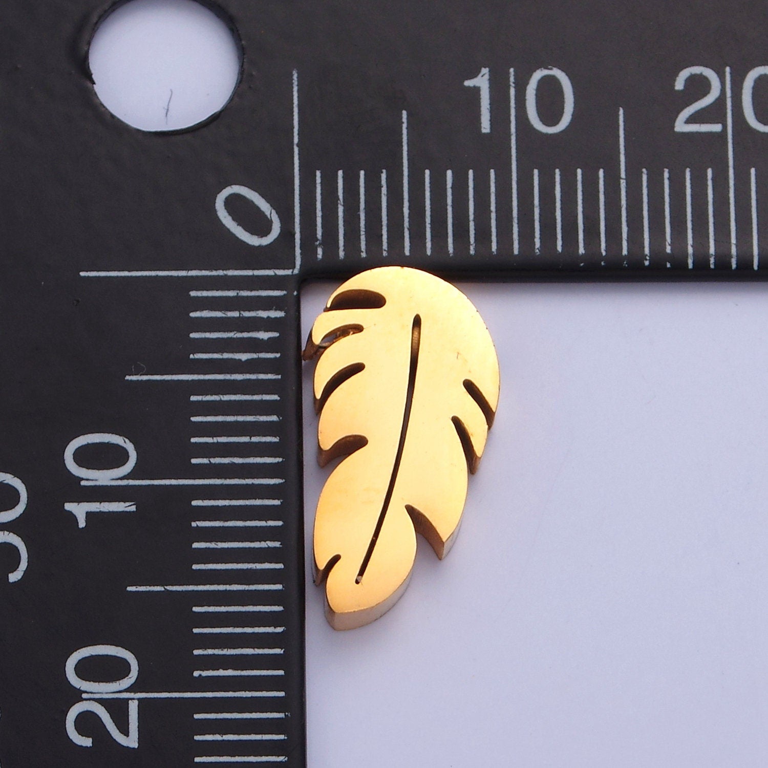 Dainty Tropical Leaf Charm Hole Spacer Bead, Gold Silver Stainless Steel Bead for DIY European Charms Beaded Bracelet | W-845, W-846