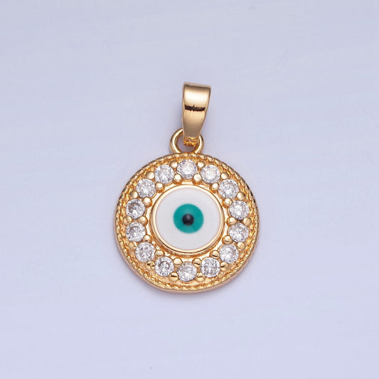 16K Gold Dainty Evil Eye Charm Small Evil Eye Micro Pave CZ Pendant, Eye of Ra, minimalist jewelry necklace component | H-377