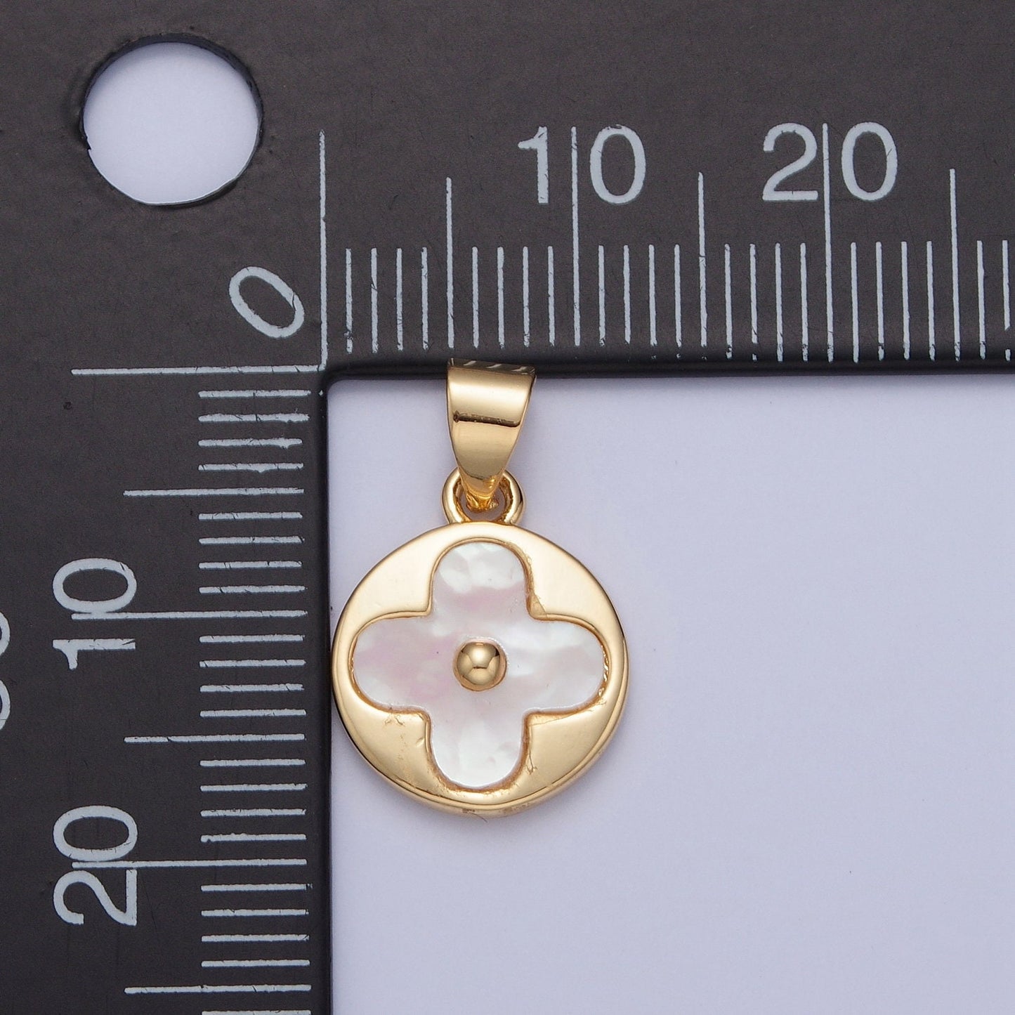 24k Gold Filled Dainty Minimalistic Clear Flower Circle Charm, Micro CZ Pave Pendants, Round Flower Coin Charm | I-171