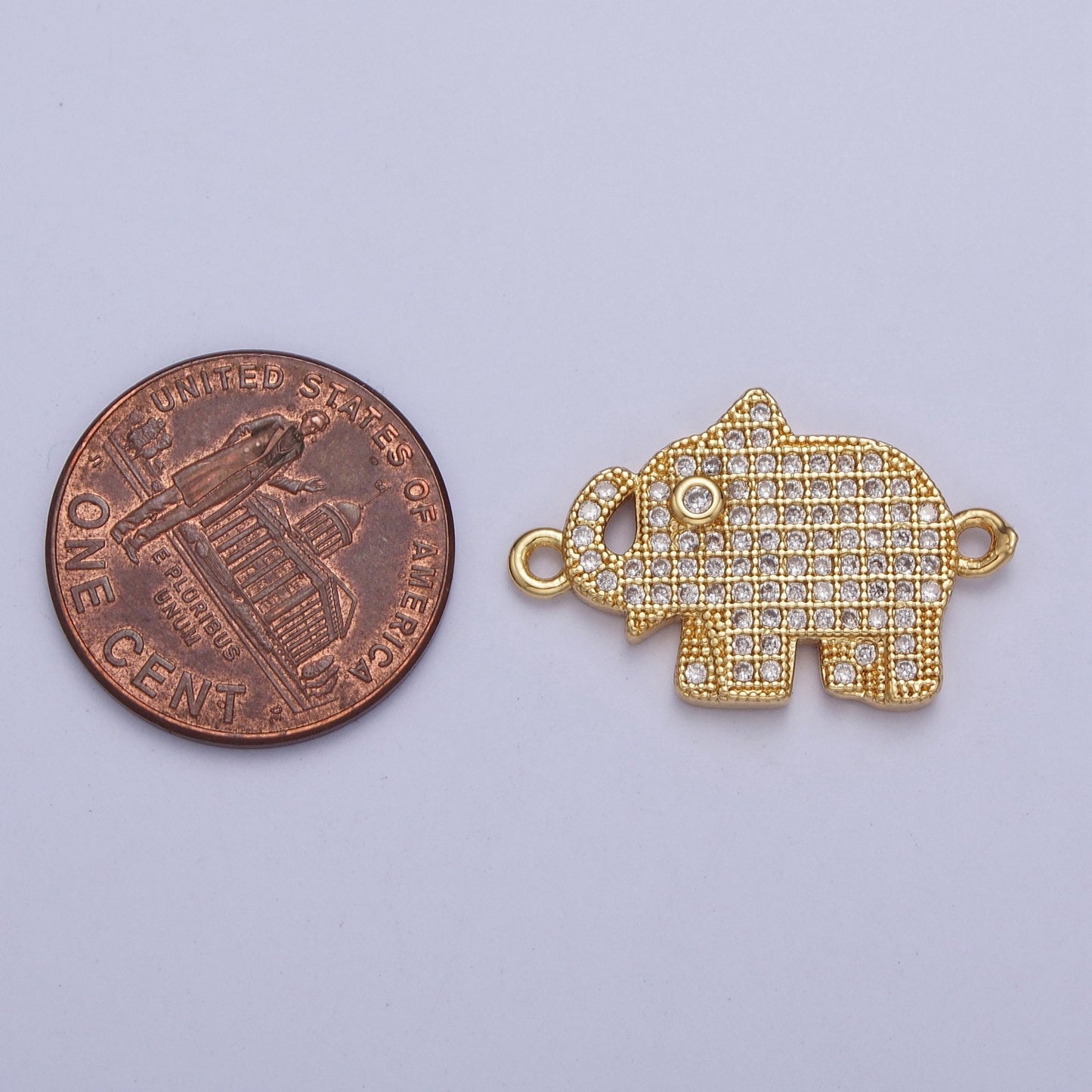 Gold Pave Cute Elephant Link Connector, 24K Gold Filled Dumbo Charm for Necklace Bracelet Component | F-485