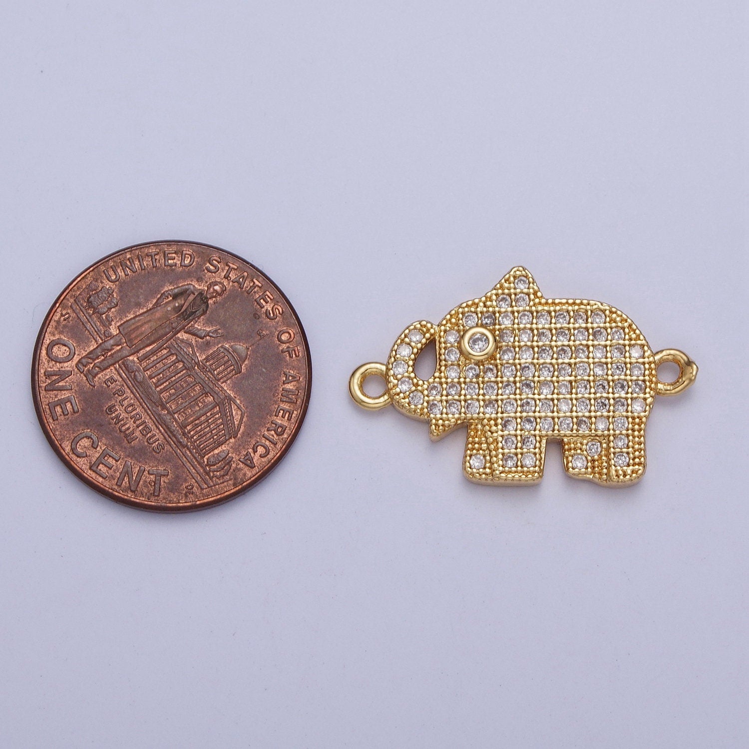 Gold Pave Cute Elephant Link Connector, 24K Gold Filled Dumbo Charm for Necklace Bracelet Component | F-485