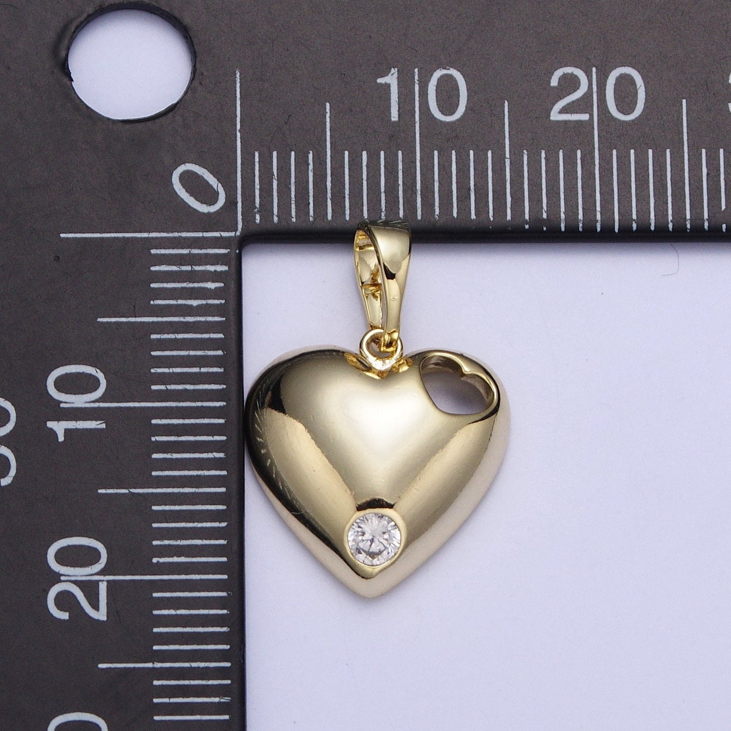 Gold Minimalistic Heart Charms, 14K Gold Filled Love Pendant, Dainty Cz Heart Charm for Minimalist Bracelet Earring Necklace | X-464