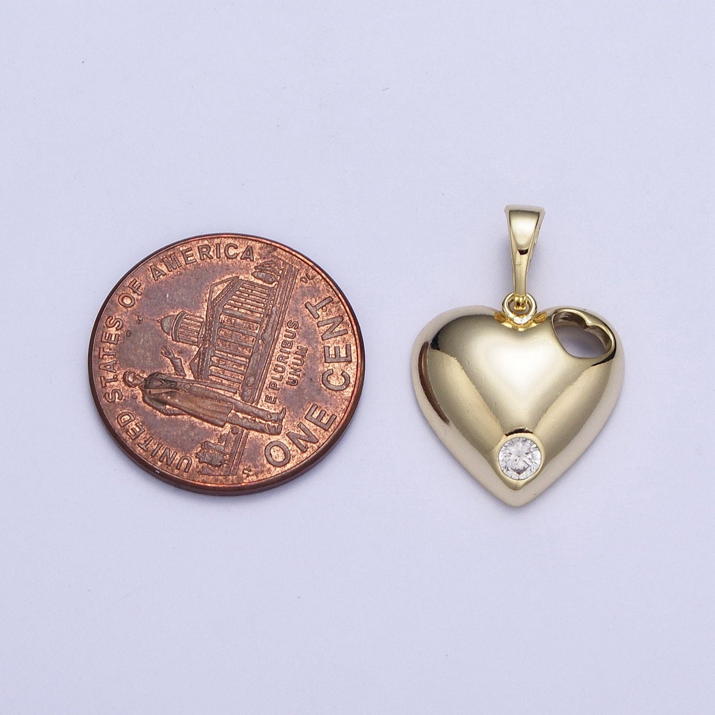 Gold Minimalistic Heart Charms, 14K Gold Filled Love Pendant, Dainty Cz Heart Charm for Minimalist Bracelet Earring Necklace | X-464