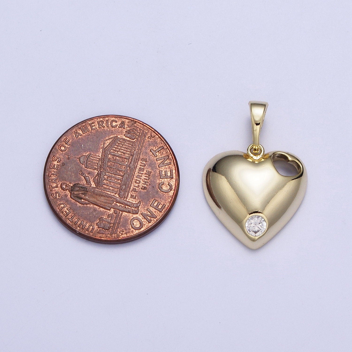 Gold Minimalistic Heart Charms, 14K Gold Filled Love Pendant, Dainty Cz Heart Charm for Minimalist Bracelet Earring Necklace | X-464