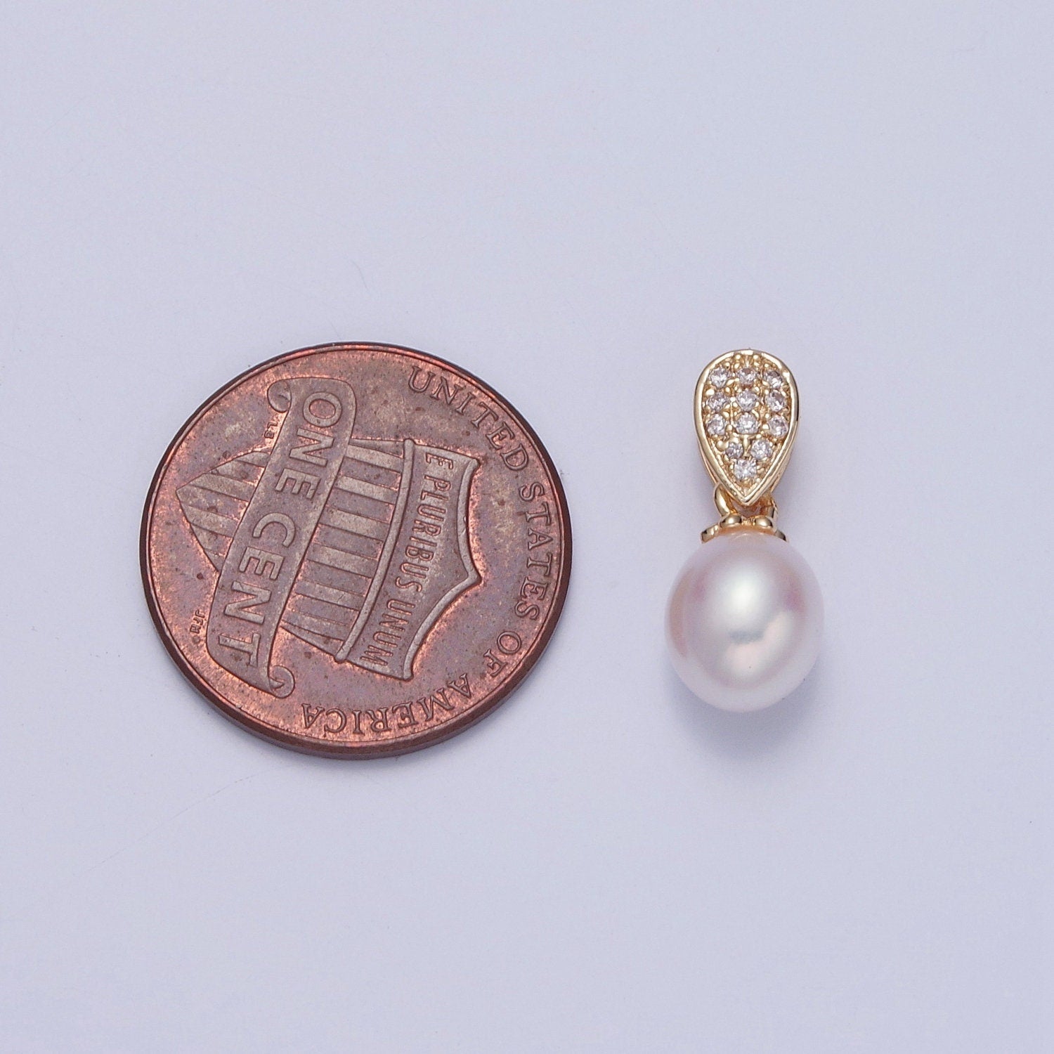 Dainty Round Pearl Elegant Teardrop Design Micro Pave CZ Ball Charm for Bracelet Necklace Component | H-546
