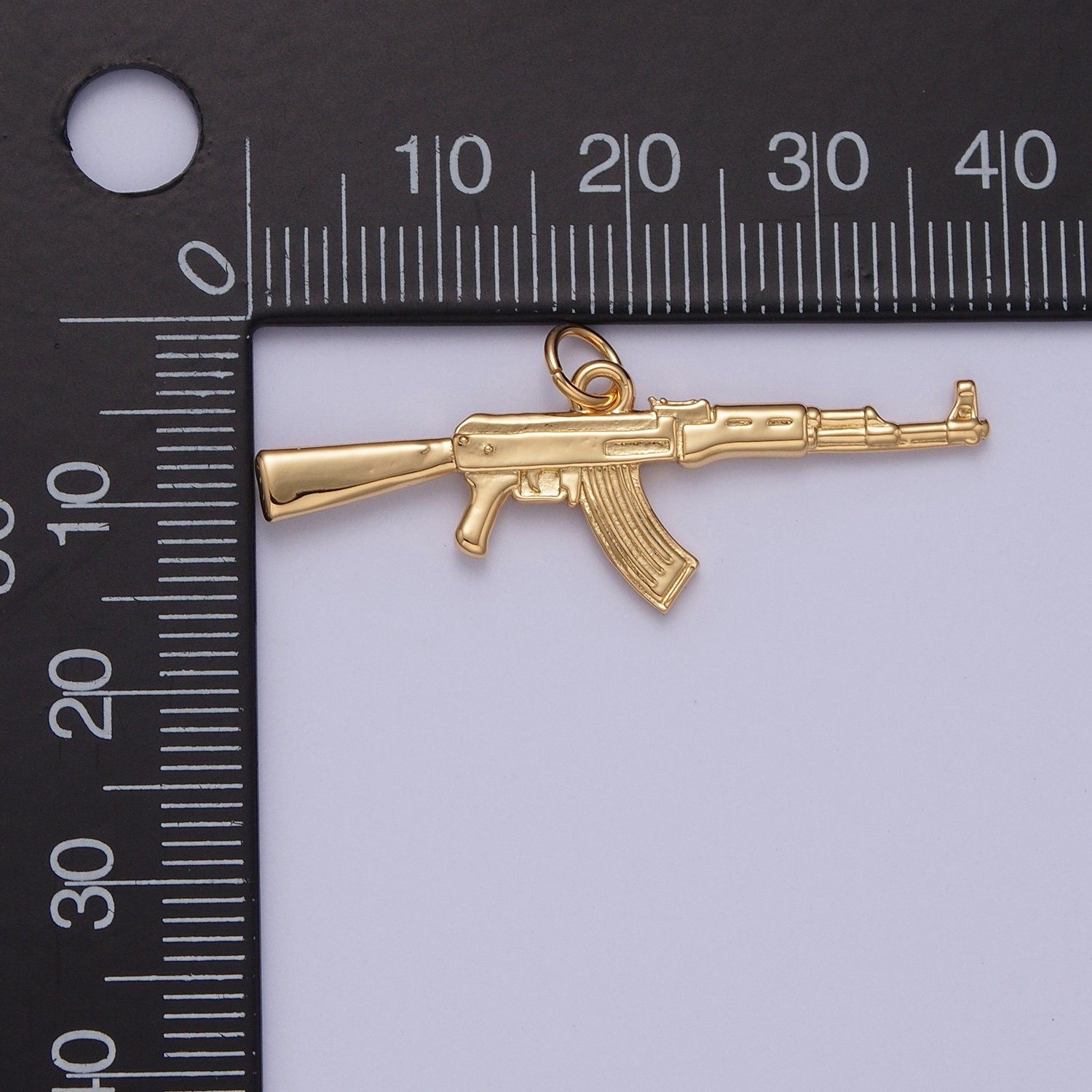 AK-47 Gun Pendant 24K Gold Plated Gun Charm, Necklace Bracelet Charm Pendant | X-146