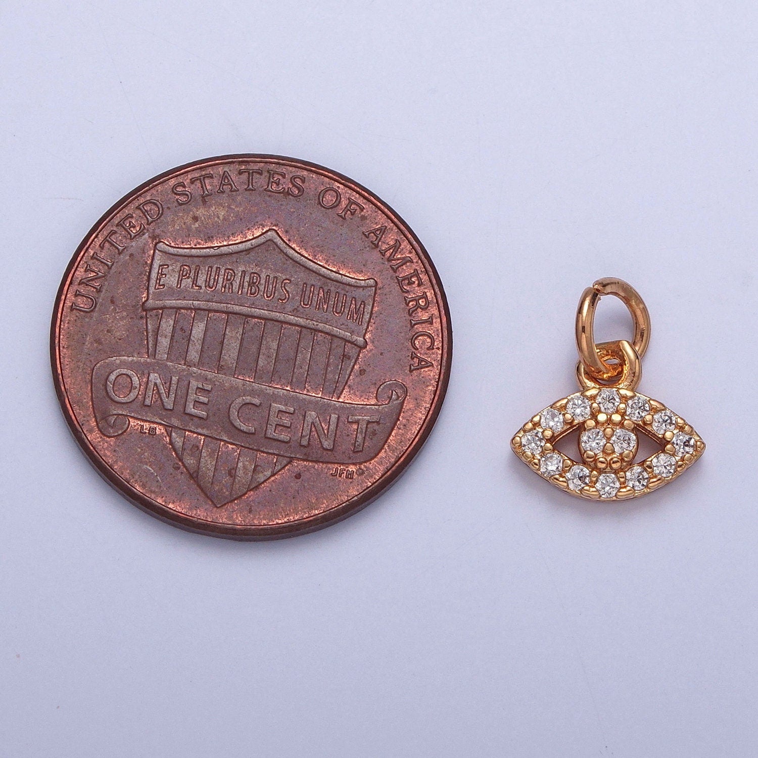 16K Gold Filled Mini Clear/Colored Evil Eye Pendant Micro Pave Cubic Zarconia CZ Stones for Bracelet Necklace Jewelry Finding | X-234, X-235