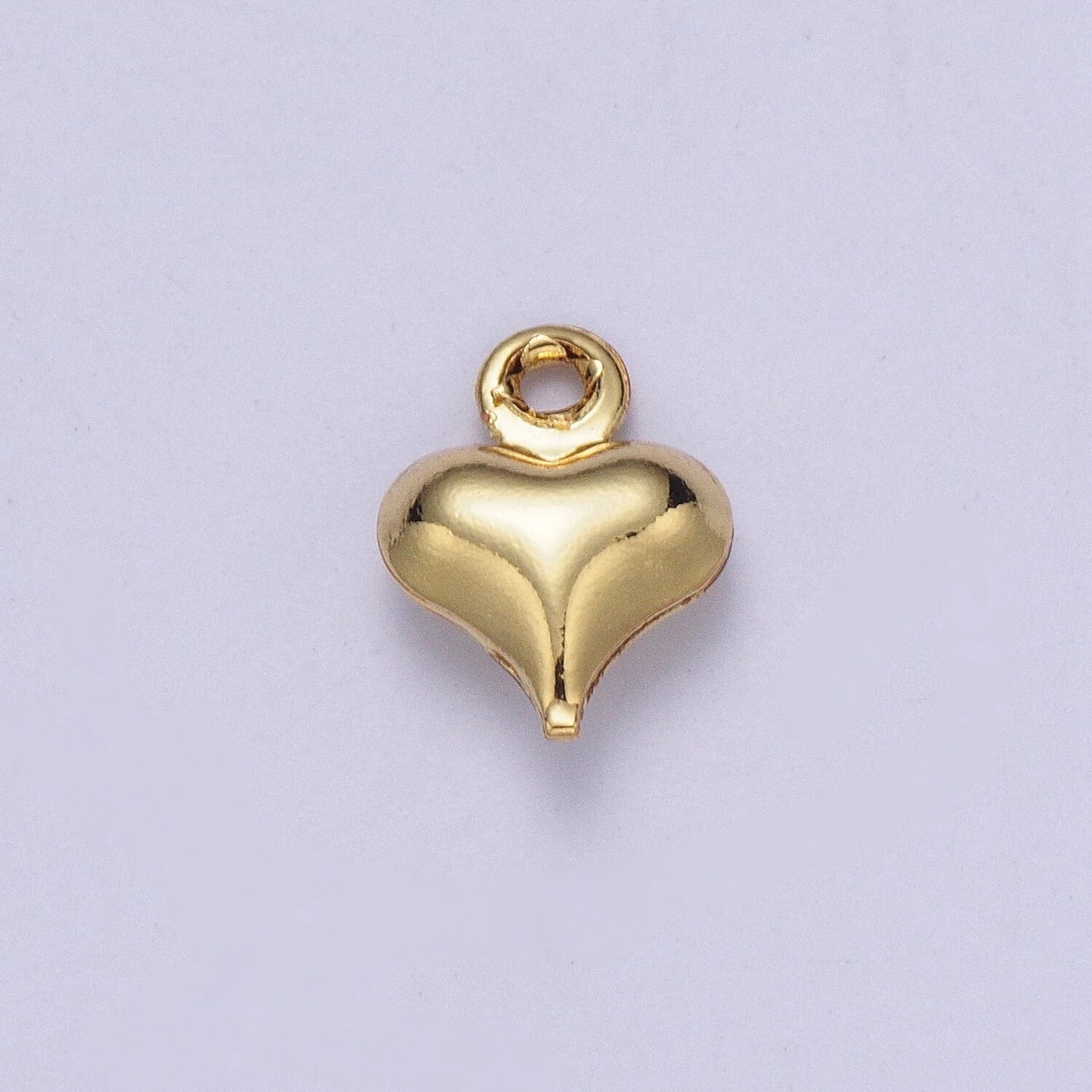 24K Gold Plated Bulgy Thick Gold Love Heart Charm Necklace, Tiny Heart Stamps for Personalized Necklace Pendant | AG-092