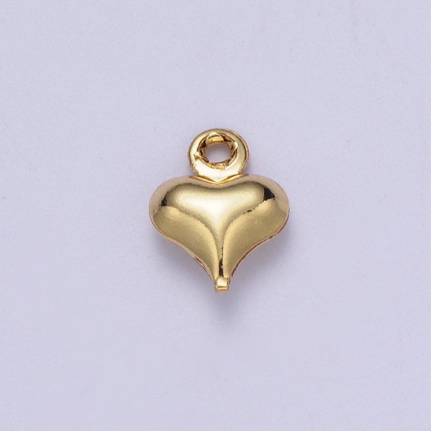 24K Gold Plated Bulgy Thick Gold Love Heart Charm Necklace, Tiny Heart Stamps for Personalized Necklace Pendant | AG-092