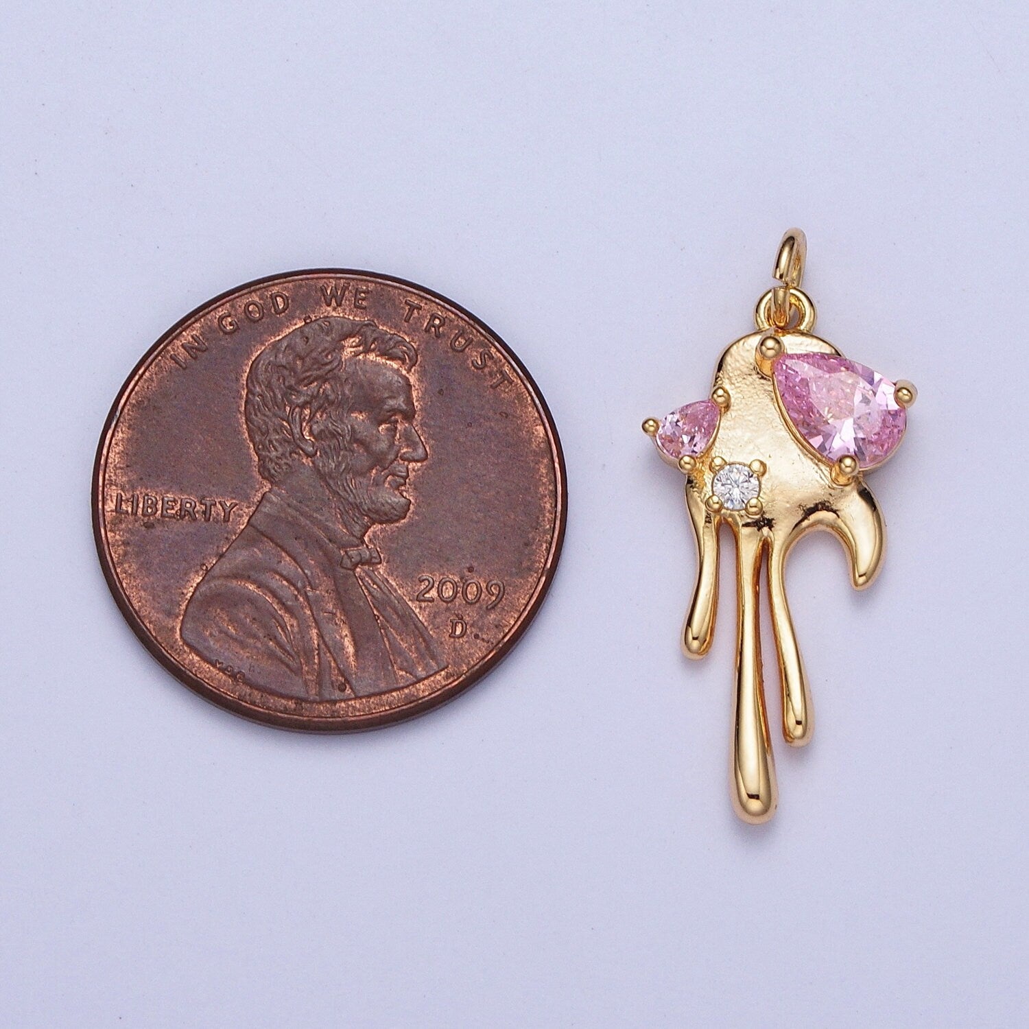 16K Gold Filled Heart Charm, Gold Melting Heart Pendant Cubic Zirconia Crystal For Earring Bracelet Necklace Jewelry | G-189~G-191