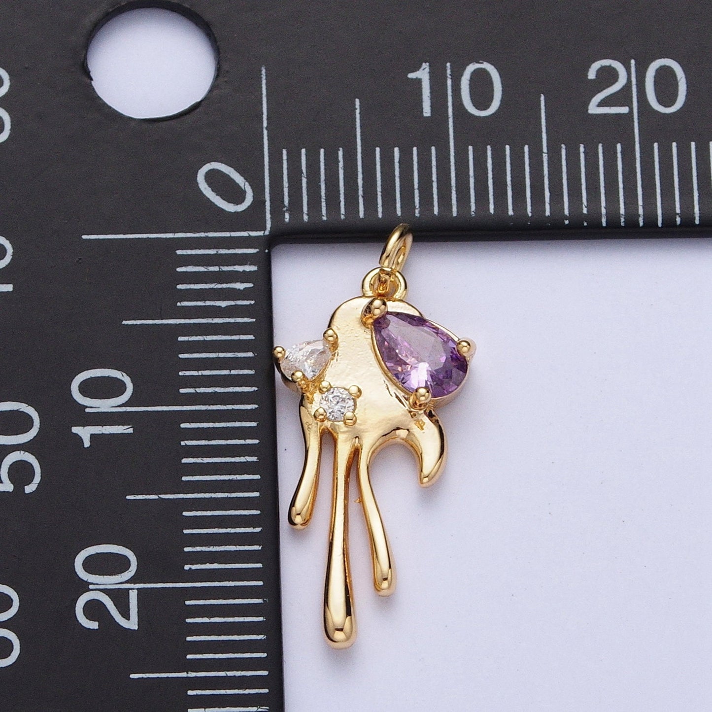 16K Gold Filled Heart Charm, Gold Melting Heart Pendant Cubic Zirconia Crystal For Earring Bracelet Necklace Jewelry | G-189~G-191