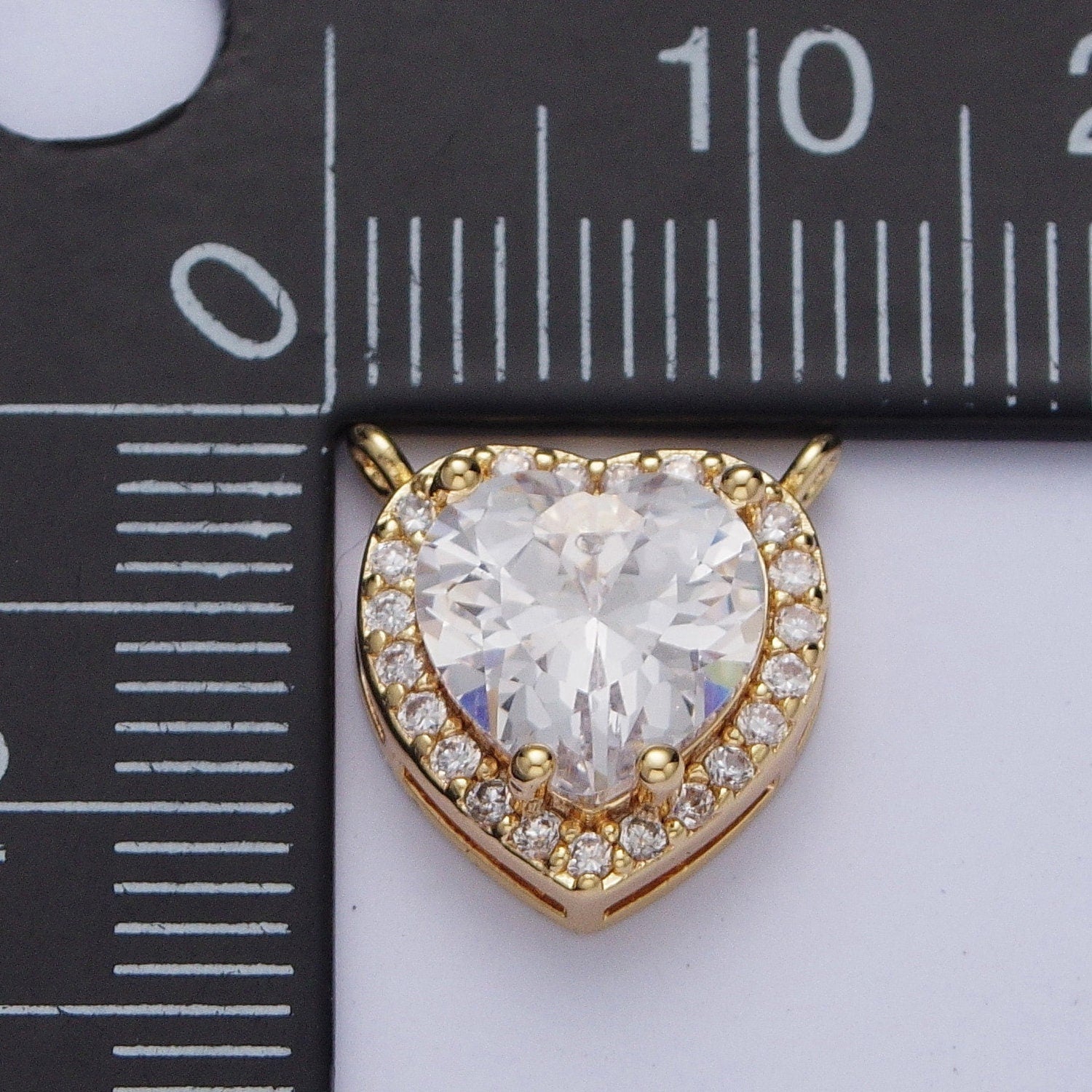 Minimalist Clear CZ Heart Charm Connector, 16K Gold Filled Clear Cz Heart Link Connector for Necklace Bracelet Finding | G-525