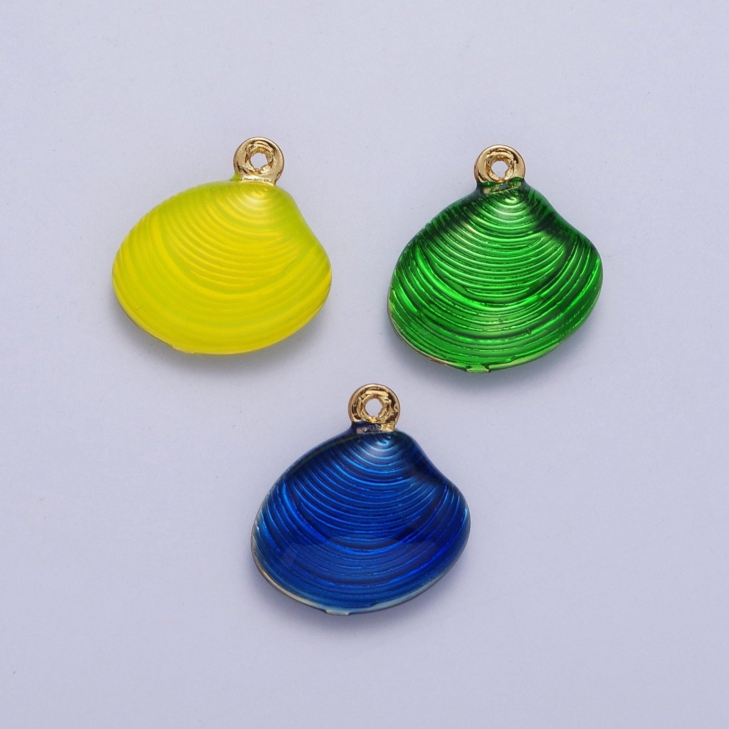 14.3x13.5mm Dainty Neon Colored Clam Shell Pendant, 24K Gold Plated Sea Shell Neon Charm, Beach Sea Life Seashell Charm | AG059-AG061