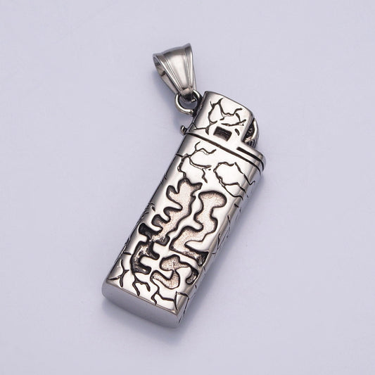 Stainless Steel Portable Abstract Lighter Pendant, Cig Flame Lighter Charms For Jewelry Making | X-640