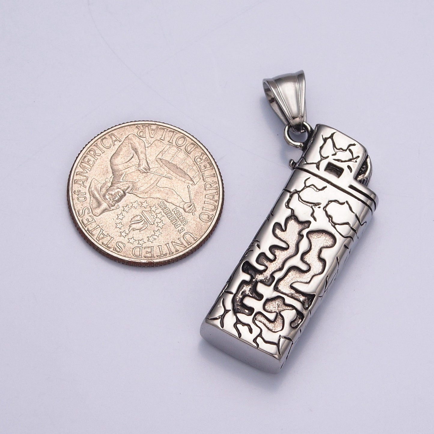 Stainless Steel Portable Abstract Lighter Pendant, Cig Flame Lighter Charms For Jewelry Making | X-640