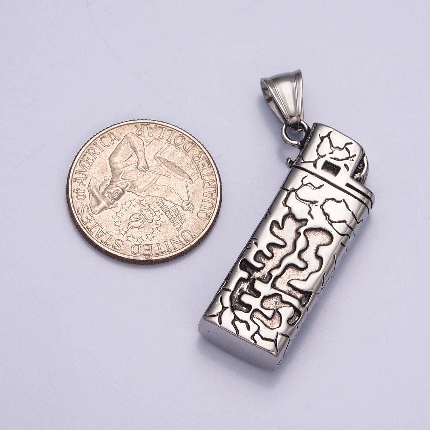 Stainless Steel Portable Abstract Lighter Pendant, Cig Flame Lighter Charms For Jewelry Making | X-640