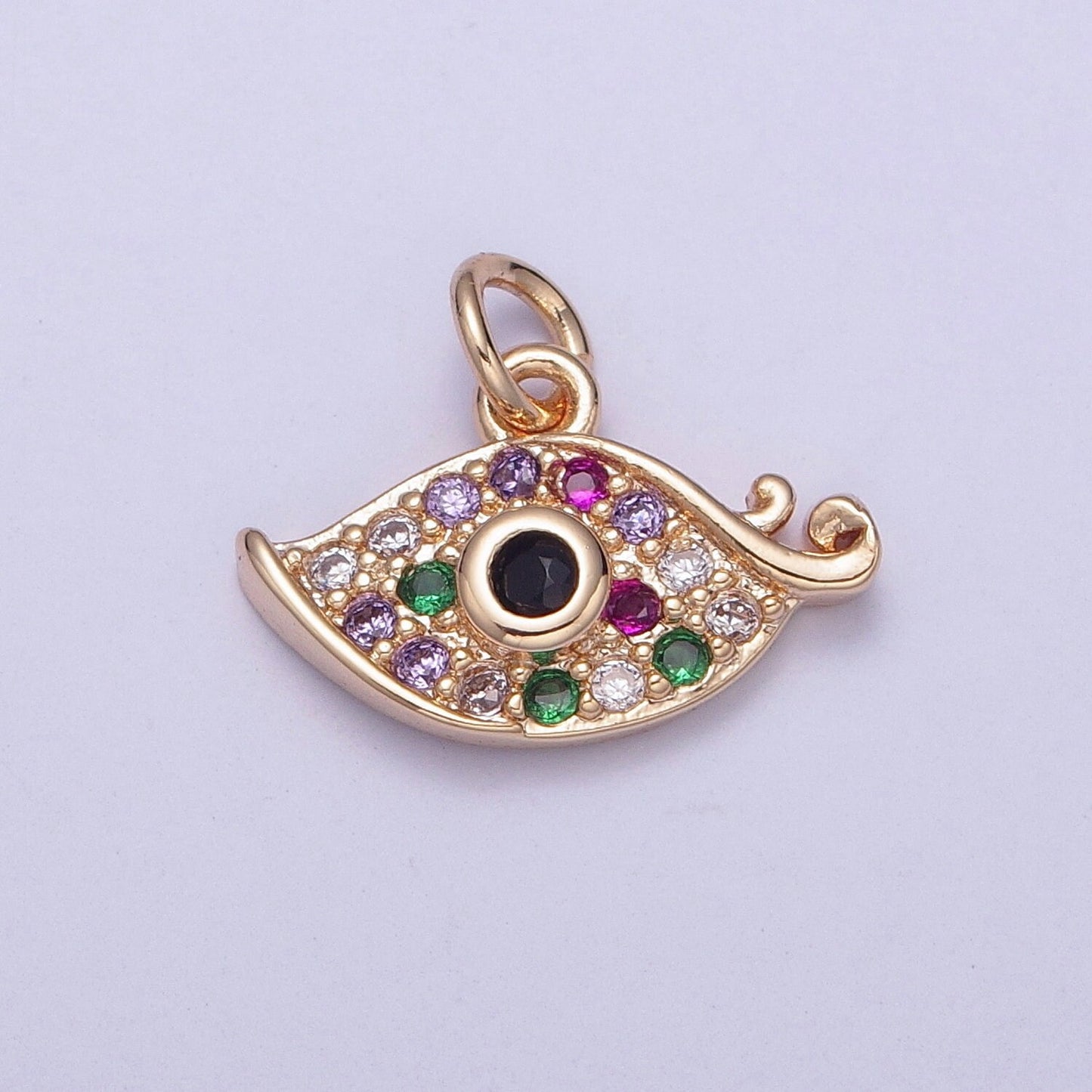 14K Gold Mini Multicolored Evil Eye Varieties Pendant Micro Pave Cubic Zarconia CZ Stones for Bracelet Necklace Jewelry | X-175~X-182