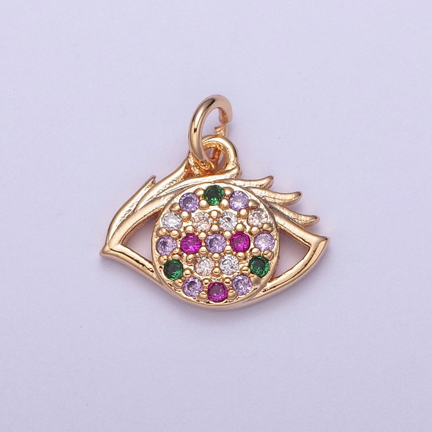 14K Gold Mini Multicolored Evil Eye Varieties Pendant Micro Pave Cubic Zarconia CZ Stones for Bracelet Necklace Jewelry | X-175~X-182