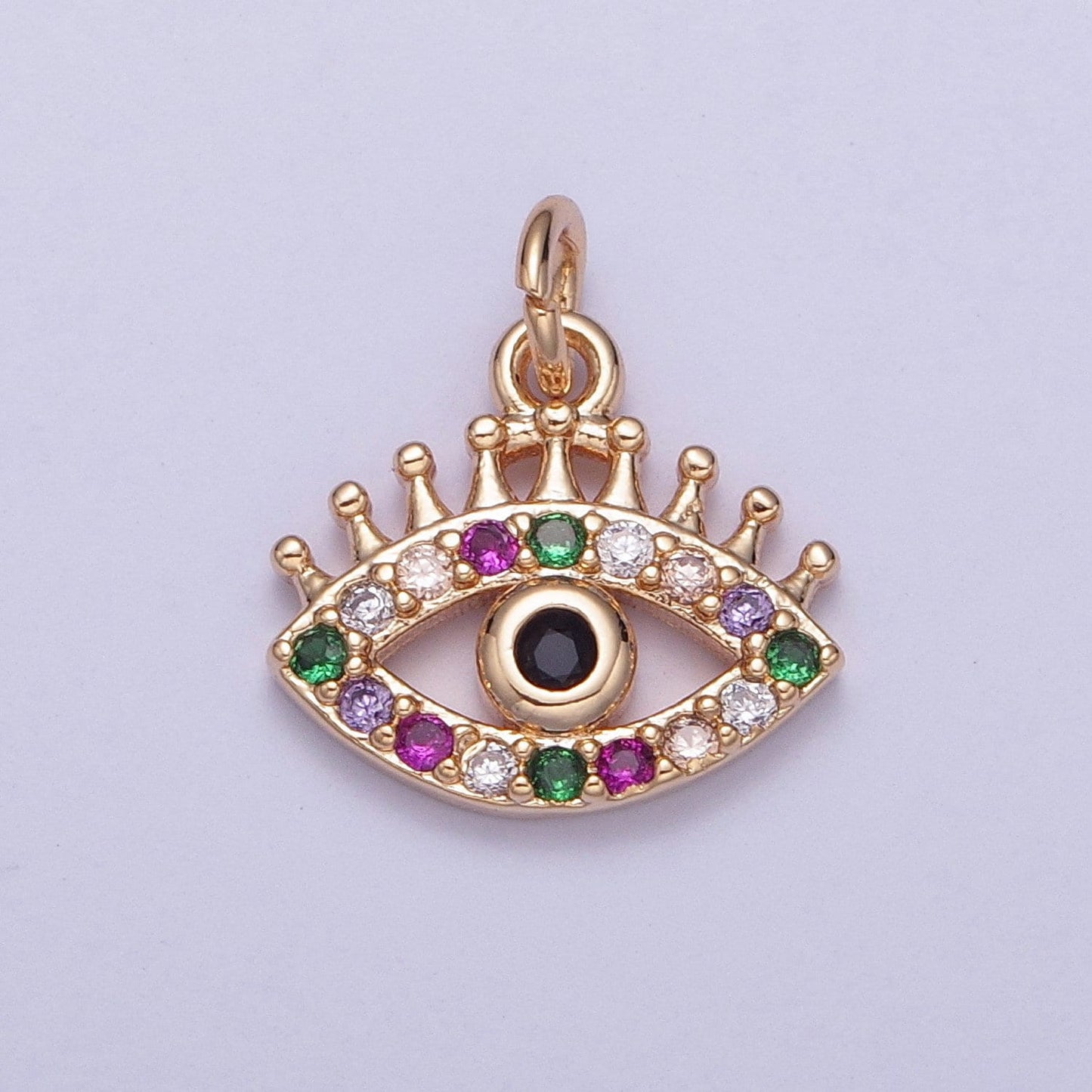 14K Gold Mini Multicolored Evil Eye Varieties Pendant Micro Pave Cubic Zarconia CZ Stones for Bracelet Necklace Jewelry | X-175~X-182
