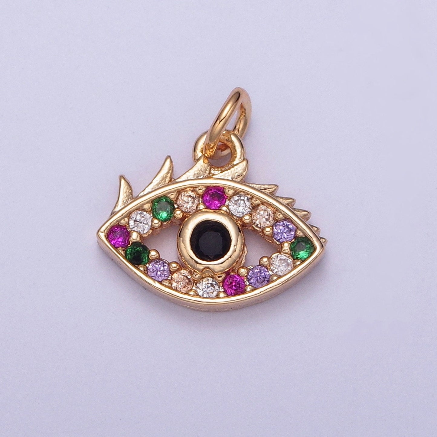 14K Gold Mini Multicolored Evil Eye Varieties Pendant Micro Pave Cubic Zarconia CZ Stones for Bracelet Necklace Jewelry | X-175~X-182