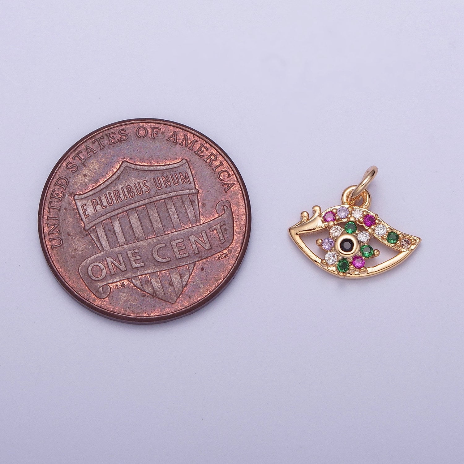 14K Gold Mini Multicolored Evil Eye Varieties Pendant Micro Pave Cubic Zarconia CZ Stones for Bracelet Necklace Jewelry | X-175~X-182