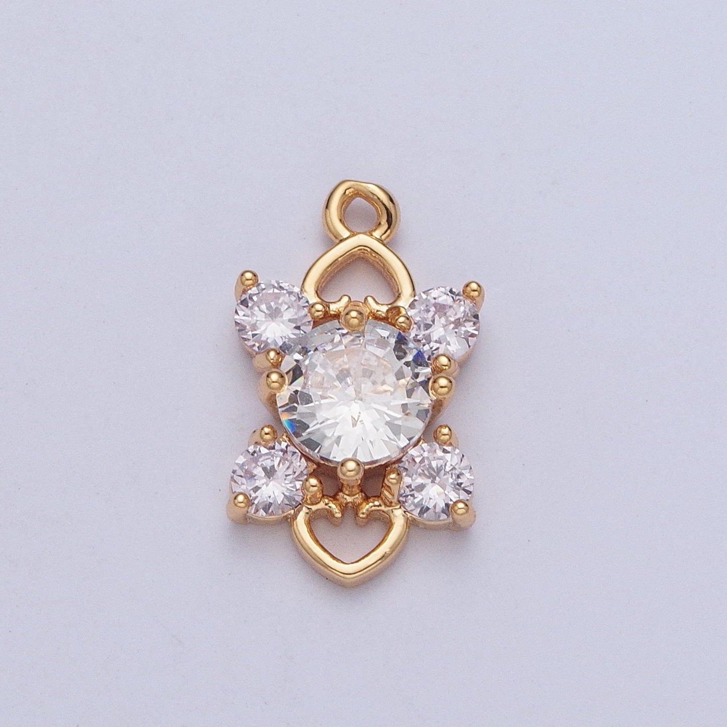Dainty Gold 4-Pointed Side Stars Colored/Clear Charm Love Heart Link Micro Pave Cubic Zarconia CZ Stones for Necklace Jewelry | X-211~X-214