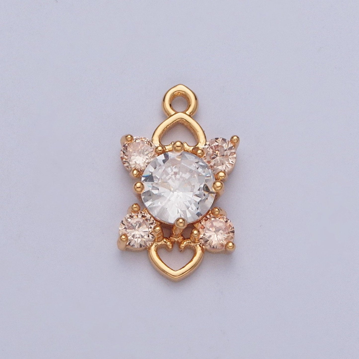 Dainty Gold 4-Pointed Side Stars Colored/Clear Charm Love Heart Link Micro Pave Cubic Zarconia CZ Stones for Necklace Jewelry | X-211~X-214