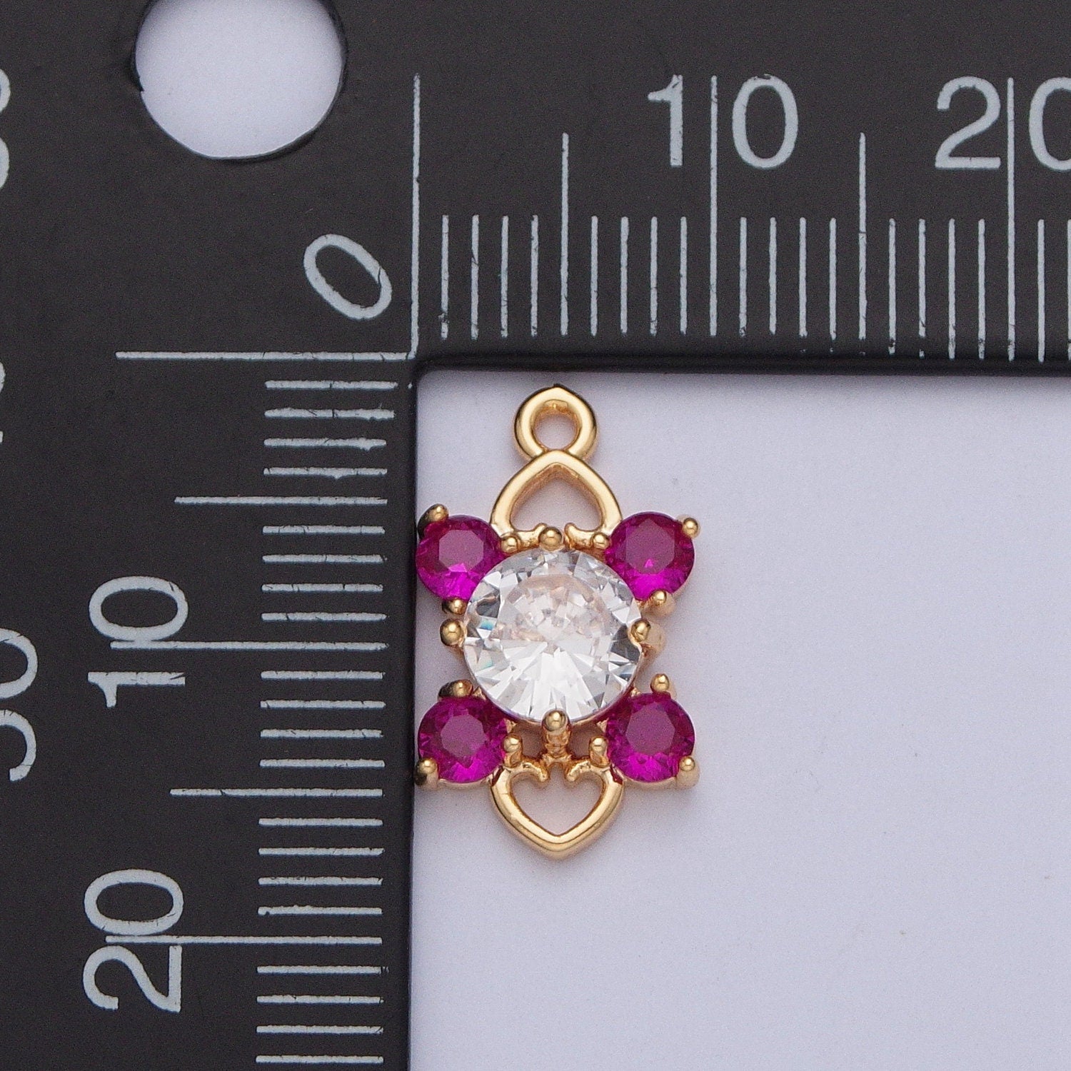 Dainty Gold 4-Pointed Side Stars Colored/Clear Charm Love Heart Link Micro Pave Cubic Zarconia CZ Stones for Necklace Jewelry | X-211~X-214