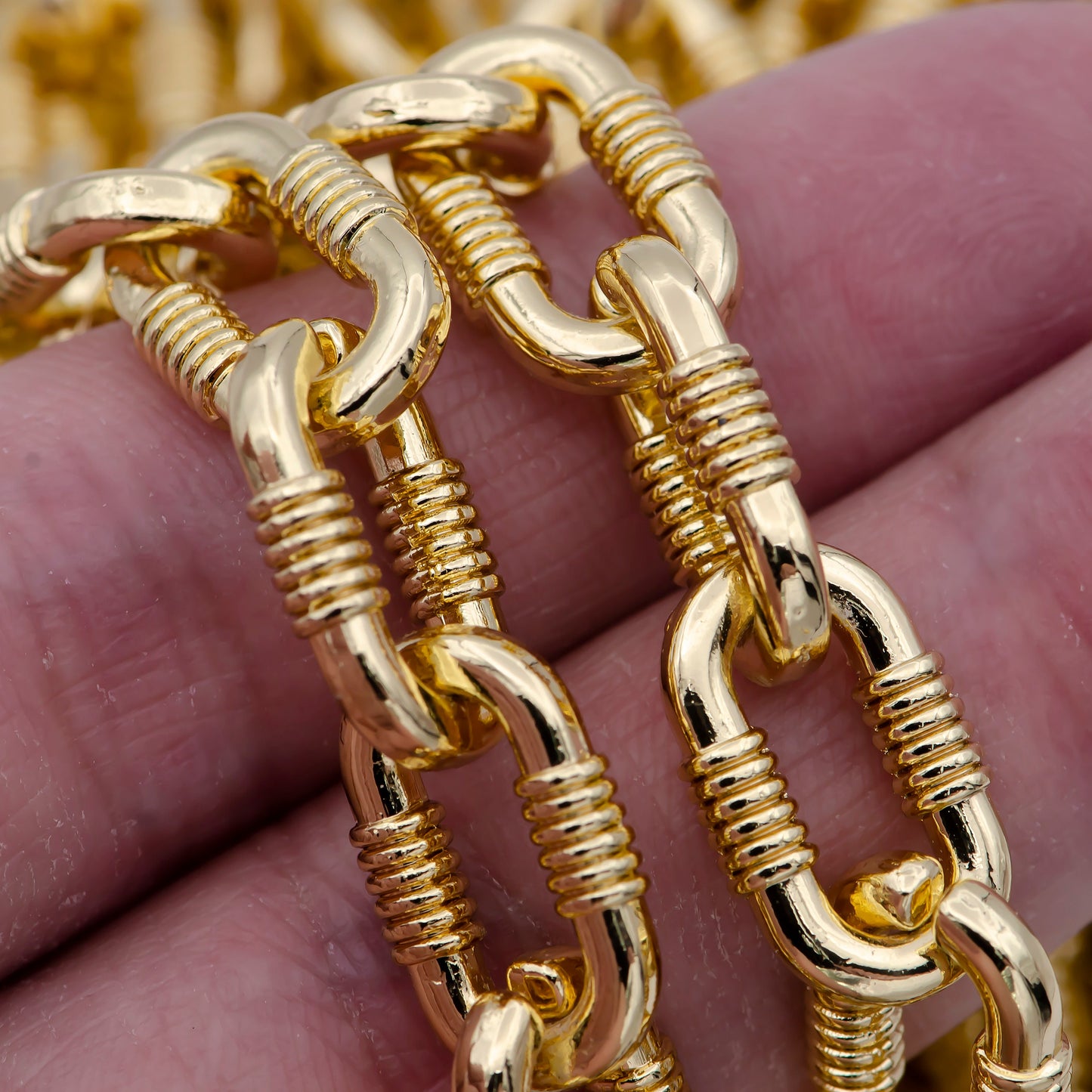 14K Gold Filled Unfinished Textured Cable Chain by Yard, Wholesale Unique Cable Unfinished Chain Roll | ROLL-708