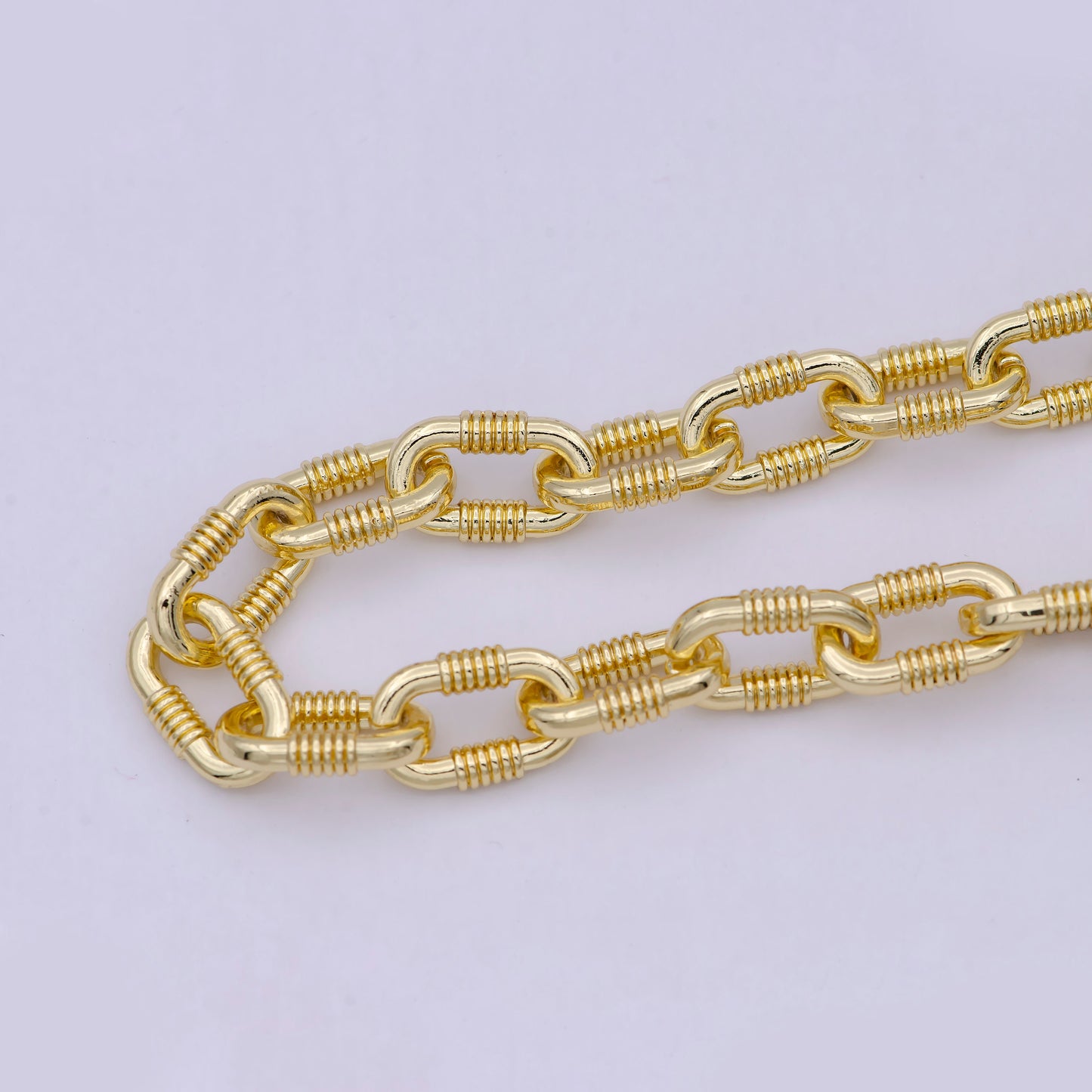 14K Gold Filled Unfinished Textured Cable Chain by Yard, Wholesale Unique Cable Unfinished Chain Roll | ROLL-708