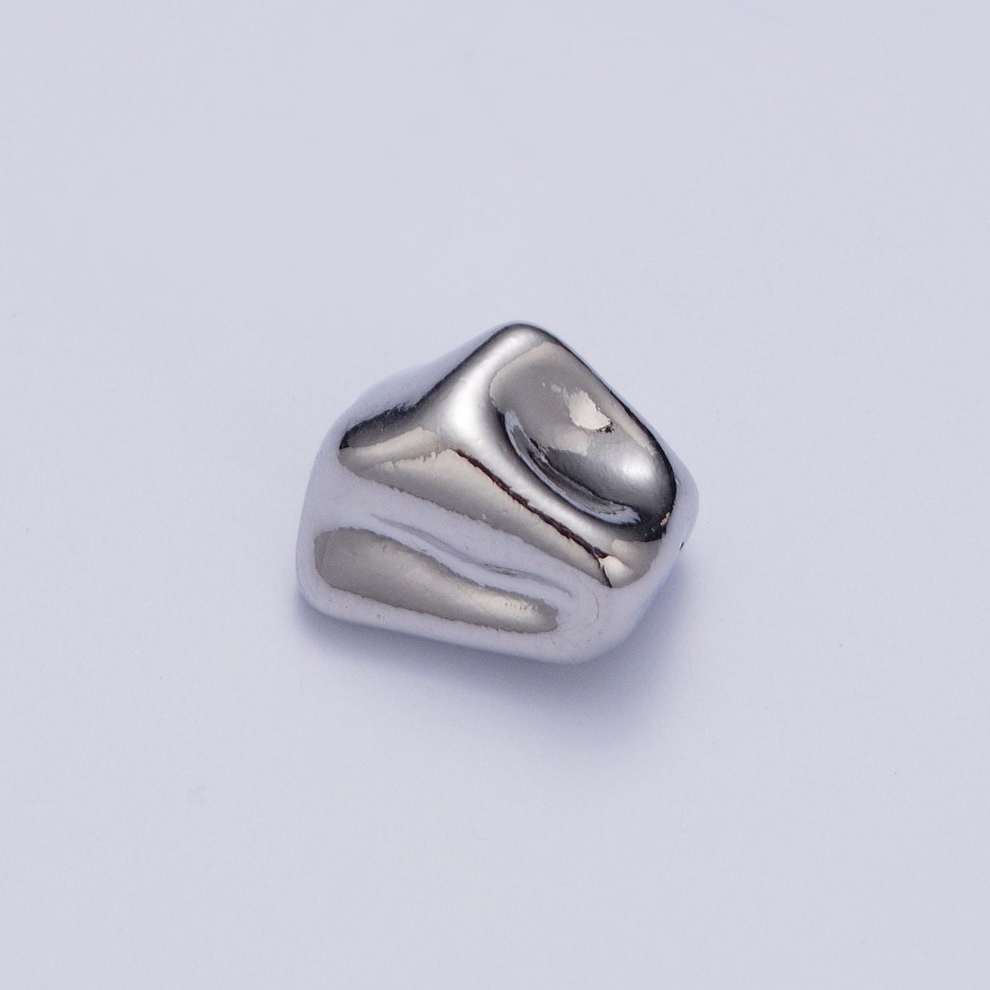 Tiny Abstract Geometric Dented Shape 12.8x9.0mm Bead Spacer, Gold Silver Plated Geometric Bead Spacer for DIY Jewelry Making | W-924, W-925