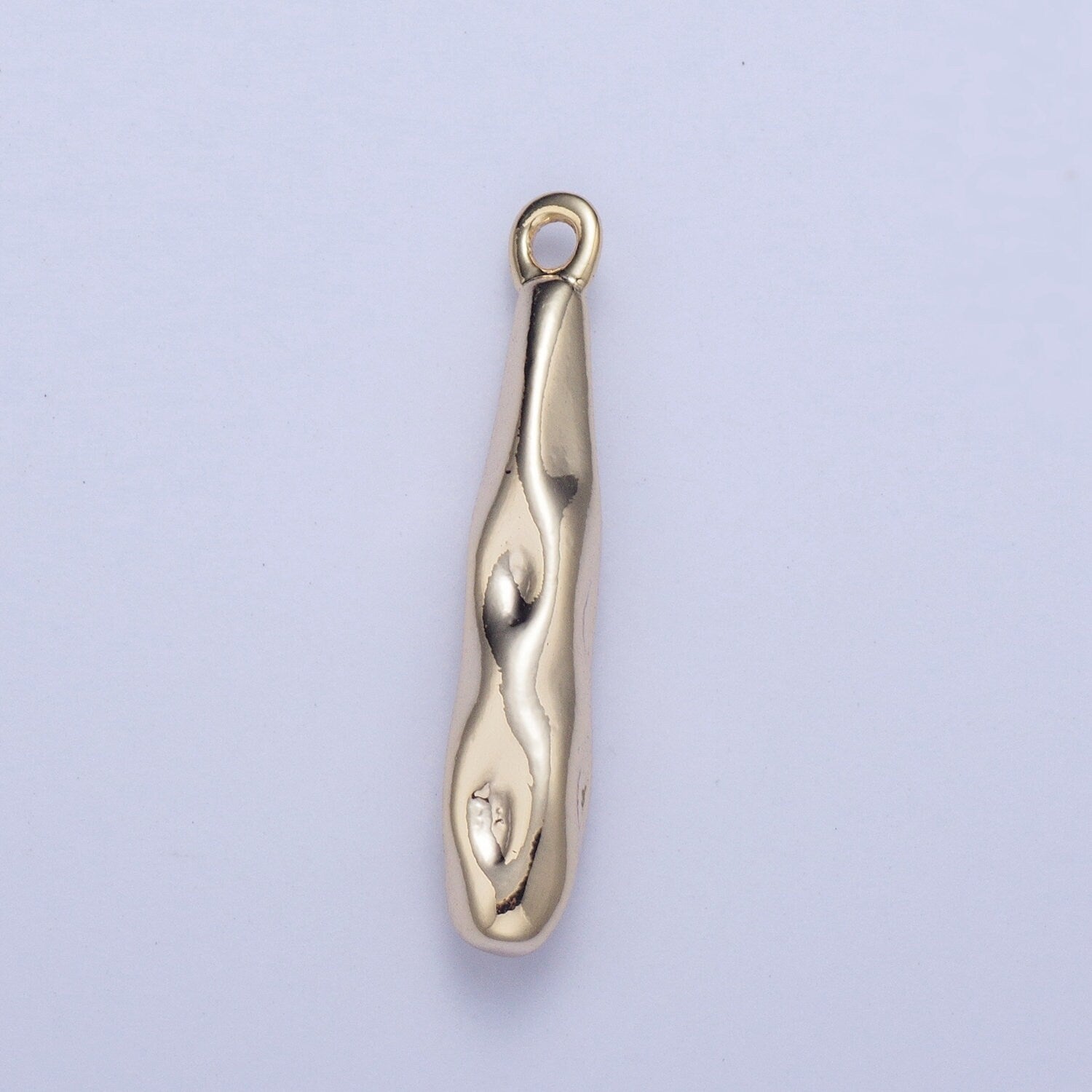Long Abstract Dented Cave Man Sticks Pendant, Gold Silver Plated Dented Sticks Charm for Jewelry Making | X-700, X-701