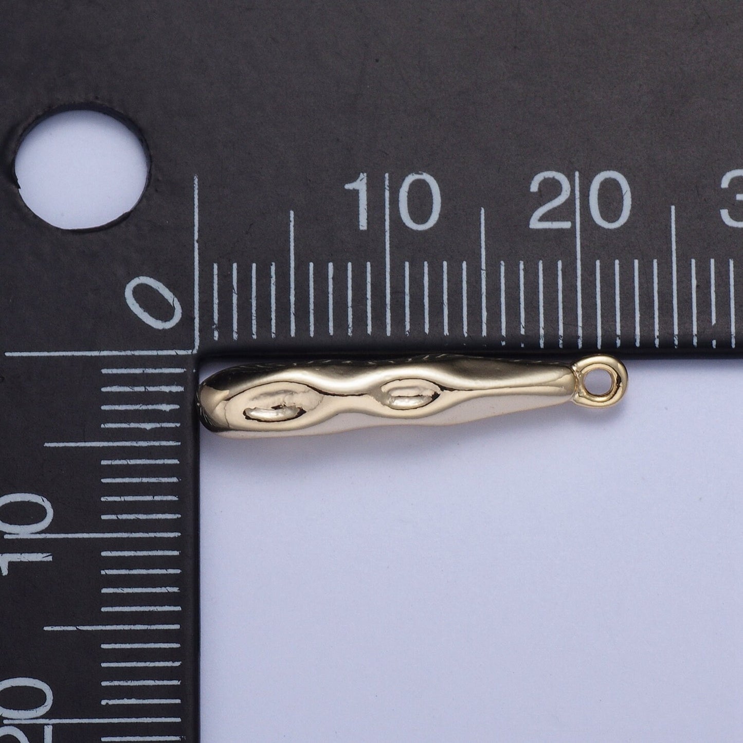 Long Abstract Dented Cave Man Sticks Pendant, Gold Silver Plated Dented Sticks Charm for Jewelry Making | X-700, X-701