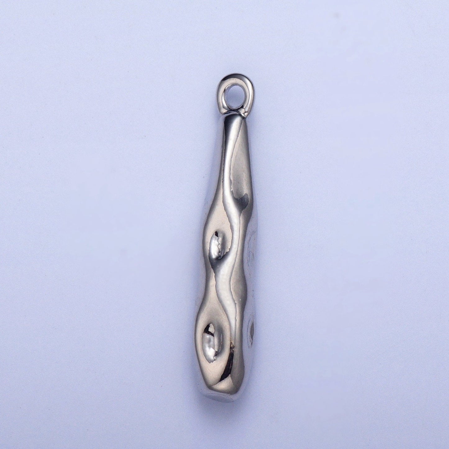 Long Abstract Dented Cave Man Sticks Pendant, Gold Silver Plated Dented Sticks Charm for Jewelry Making | X-700, X-701